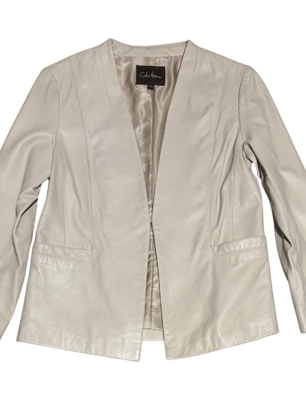 Cole Haan Leather LAMBSKIN Jacket Luxury Designer Casual Jacket Womens 10
